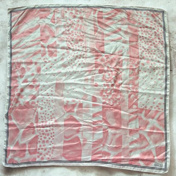 Carlisle 100% Silk Square Scarf 34x34 Pink Abstract Print Designer Accessory - Picture 6 of 13
